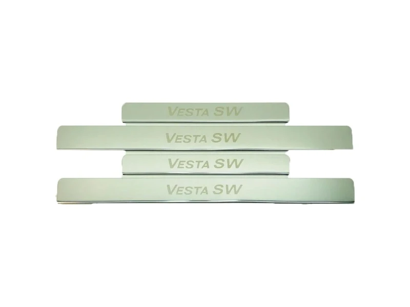 Накладки на пороги из нержавеющей стали 4шт. для LADA (ВАЗ) Vesta I Хром INOX INOX.LADA.VESSW.2017.ST