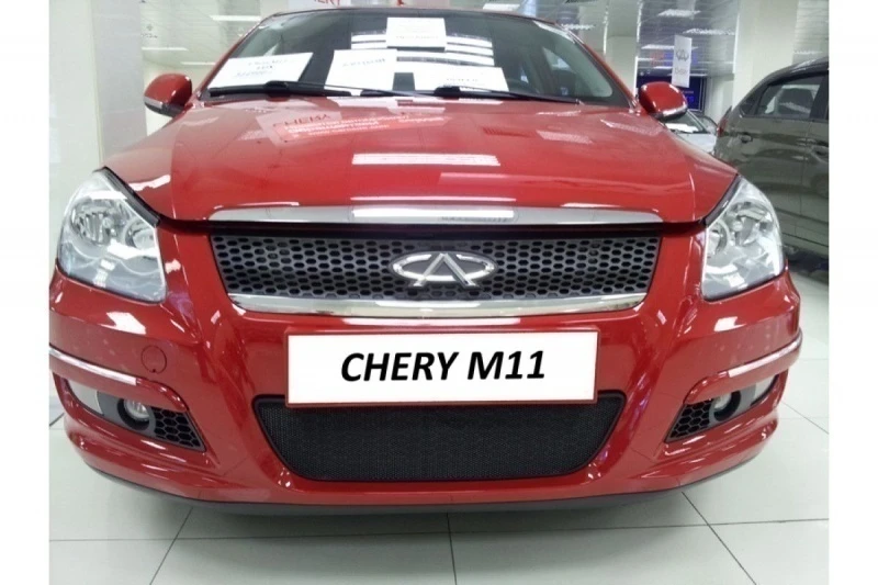 Защитная сетка радиатора для Chery M11 (A3) Черный Стрелка 11 CHM11.black