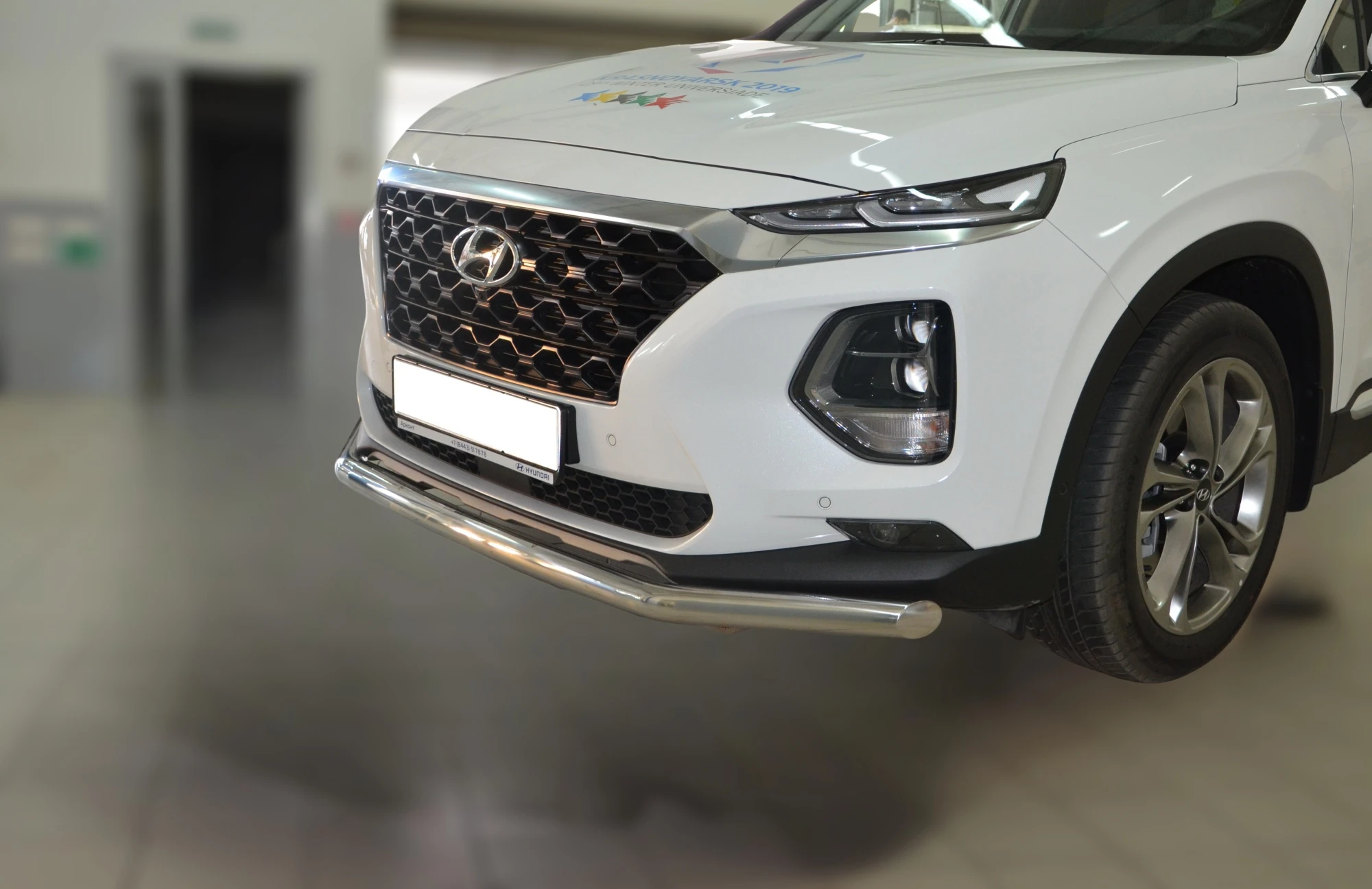 Защита переднего бампера d60 мм для Hyundai Santa Fe IV  Юко HYSF.18.02