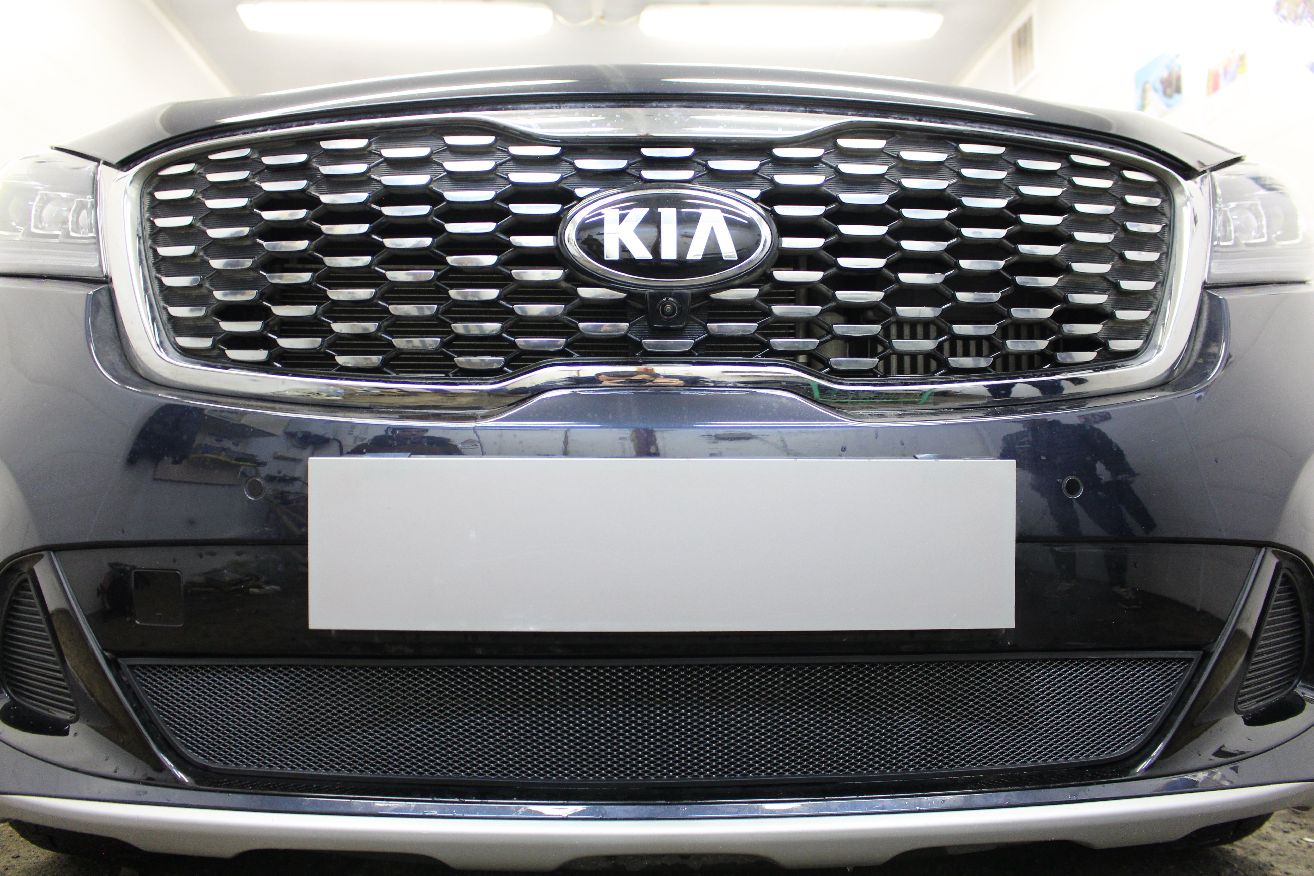 Защитная сетка радиатора, с датчиком АСС для Kia Sorento III Prime Рестайлинг