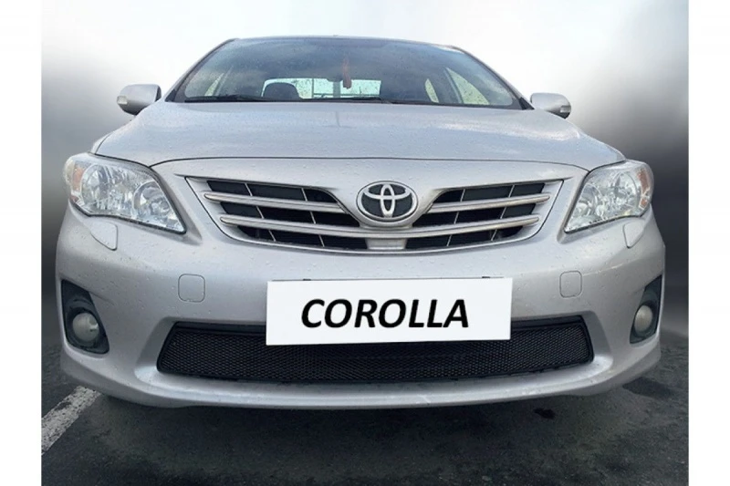 Защитная сетка радиатора для Toyota Corolla X (E140, E150) Рестайлинг Черный Стрелка 11 TCOR.black