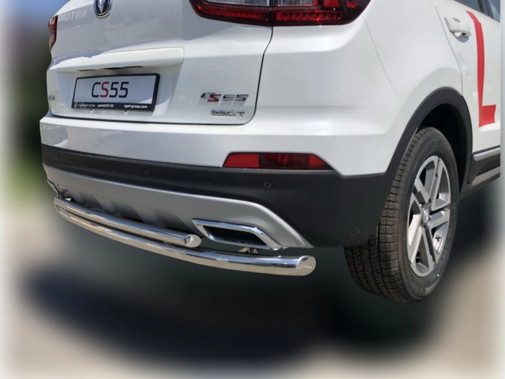 Защита заднего бампера двойная d60/42 мм для Changan CS55 I  Юко CGCS55.18.16