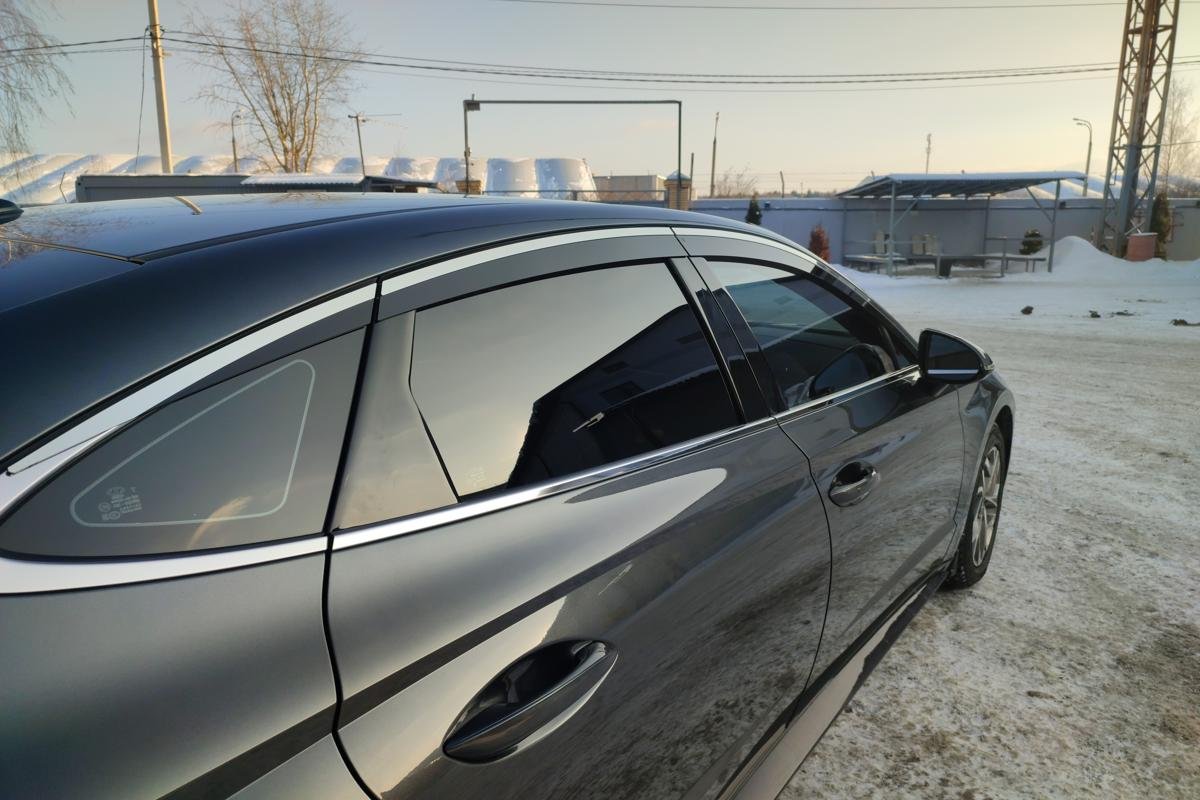 Дефлекторы окон с хром накладками 2D 6 шт для Hyundai Sonata VIII (DN8)