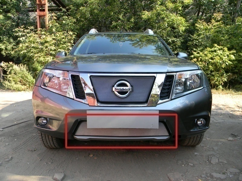 Защитная сетка радиатора низ для Nissan Terrano III (D10) Хром Стрелка 11 NISTER.bot.chrome