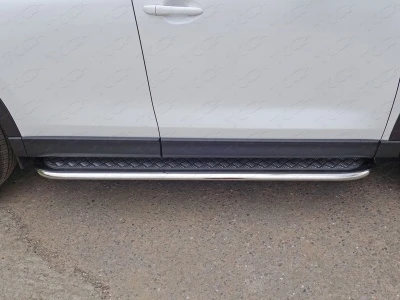 Пороги с площадкой 75х42 мм для Mazda CX-5 II  ТСС MAZCX517-23
