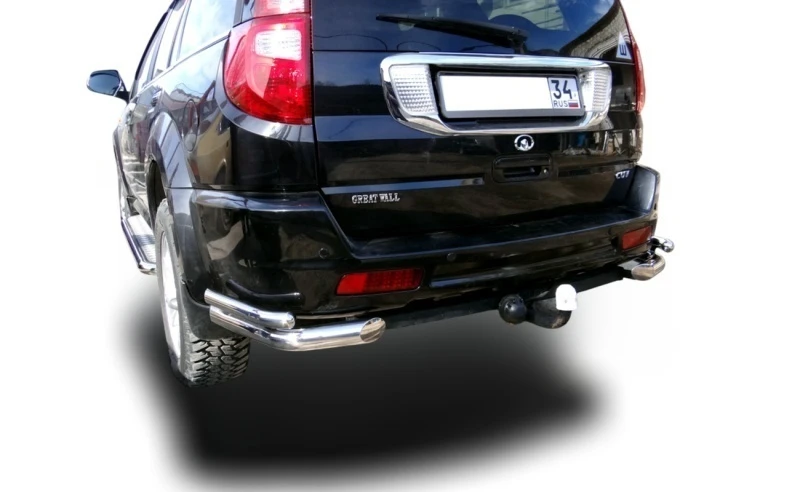 Защита заднего бампера угловая двойная d60/42 мм для Great Wall Hover H3 I  Юко GWH3.10.19
