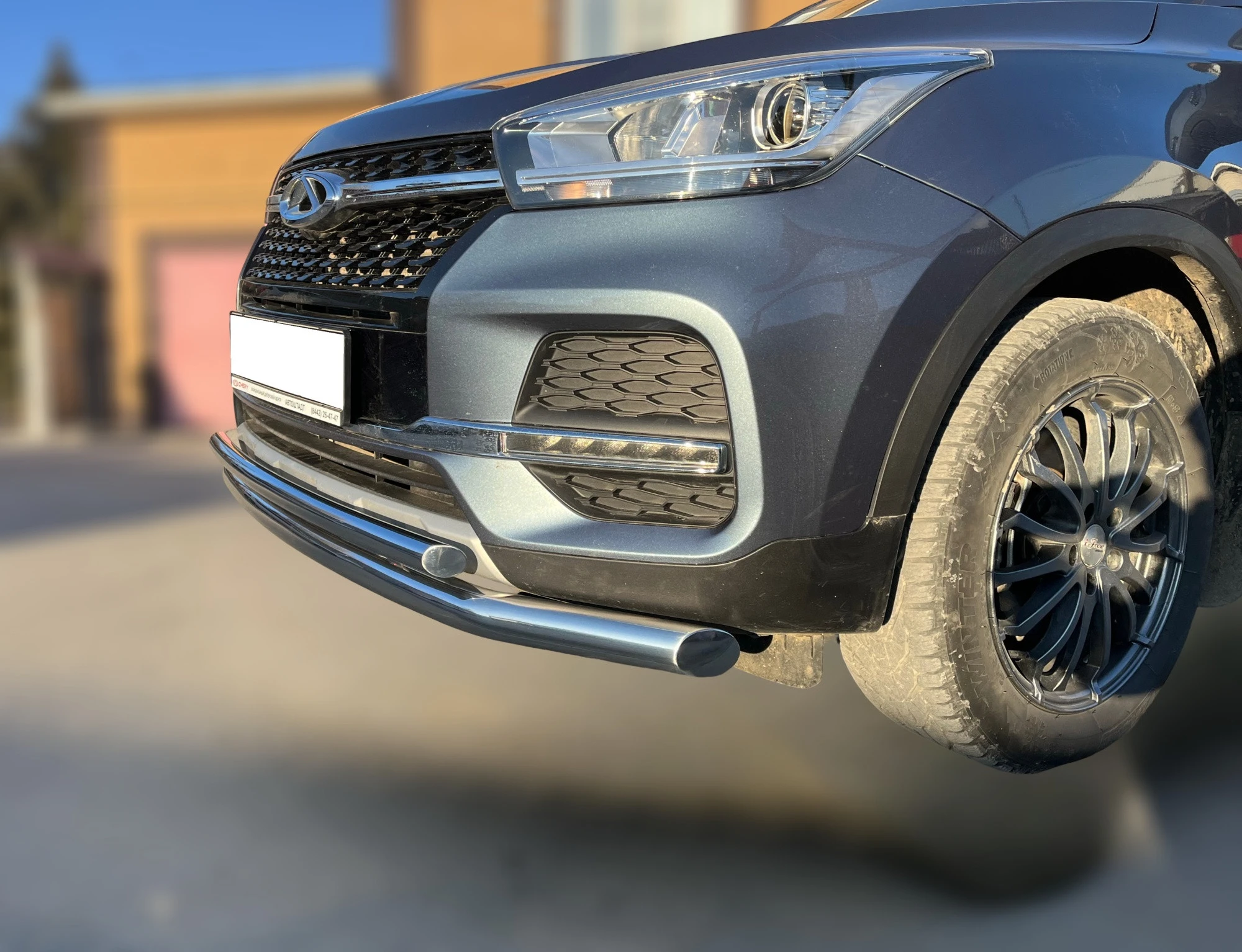 Защита переднего бампера двойная d60/42 мм для CHERY Tiggo 4 Pro I Рестайлинг  Юко CHTGP.4.22.03