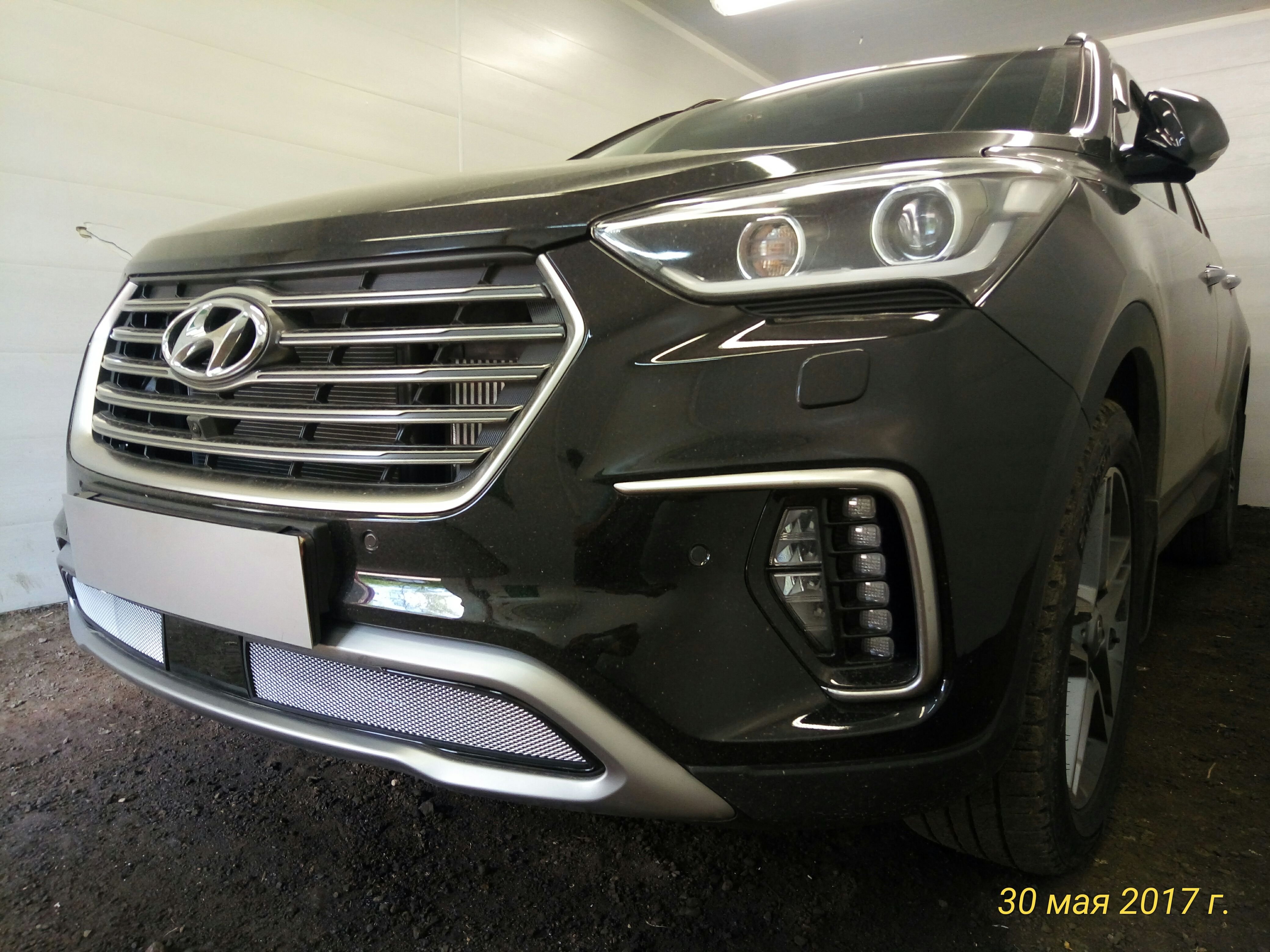 Защитная сетка радиатора низ 2 части, с датчиком ACC для Hyundai Grand Santa Fe I Рестайлинг