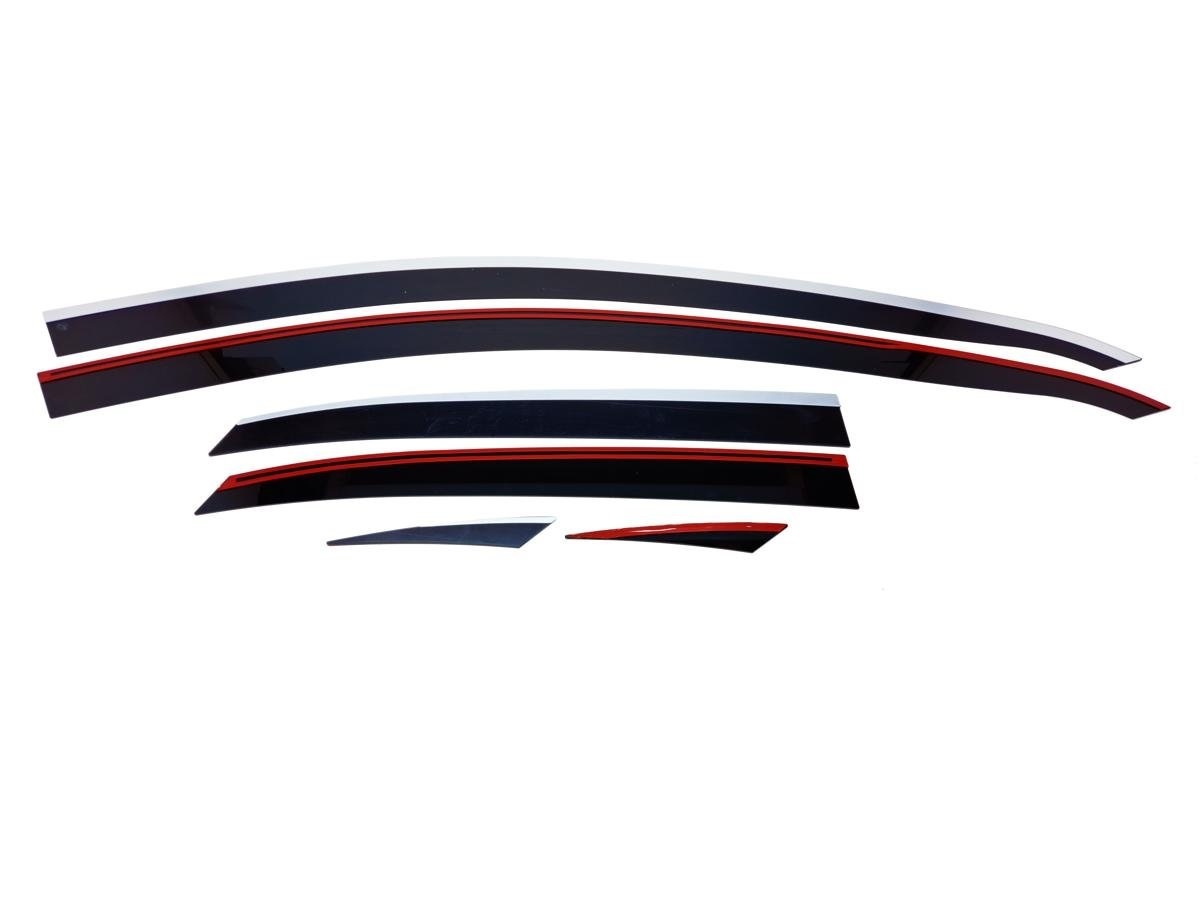 Дефлекторы окон с хром накладками 2D 6 шт (для кузова хэтчбек) для Kia Ceed III