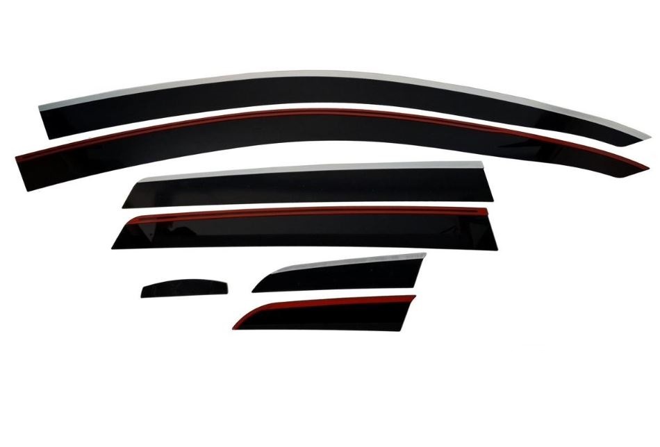 Дефлекторы окон 2D с хром накладками 6 шт. для Chevrolet Aveo I Рестайлинг
