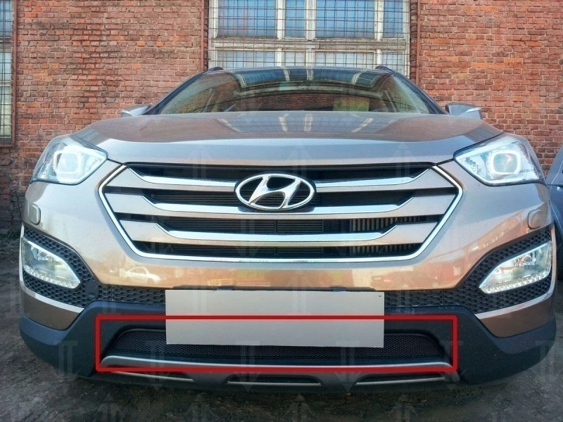 Защитная сетка радиатора для Hyundai Santa Fe III Черный Стрелка 11 HSF.black