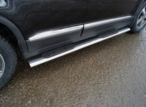 Пороги овальные с накладкой 120х60 мм для Haval H6