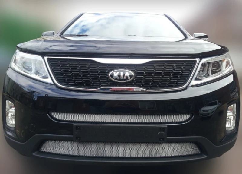 Комплект сеток chrome низ и центр для Kia Sorento II Рестайлинг Хром Стрелка 11 KS13.bot.chrome-KS13.mid.chrome