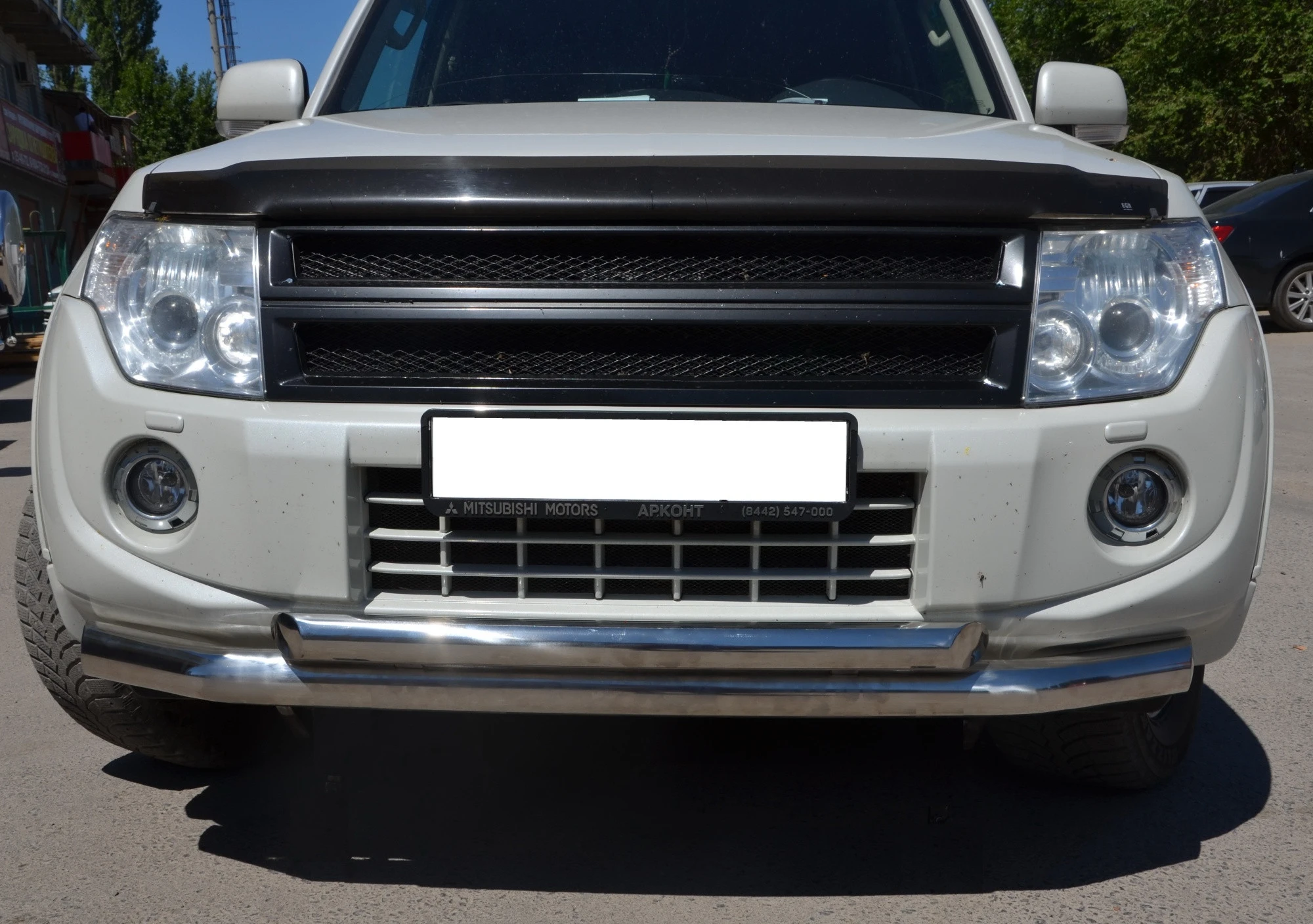 Защита переднего бампера двойная d76/60 мм для Mitsubishi Pajero IV Рестайлинг 2  Юко MSP4.12.03-1