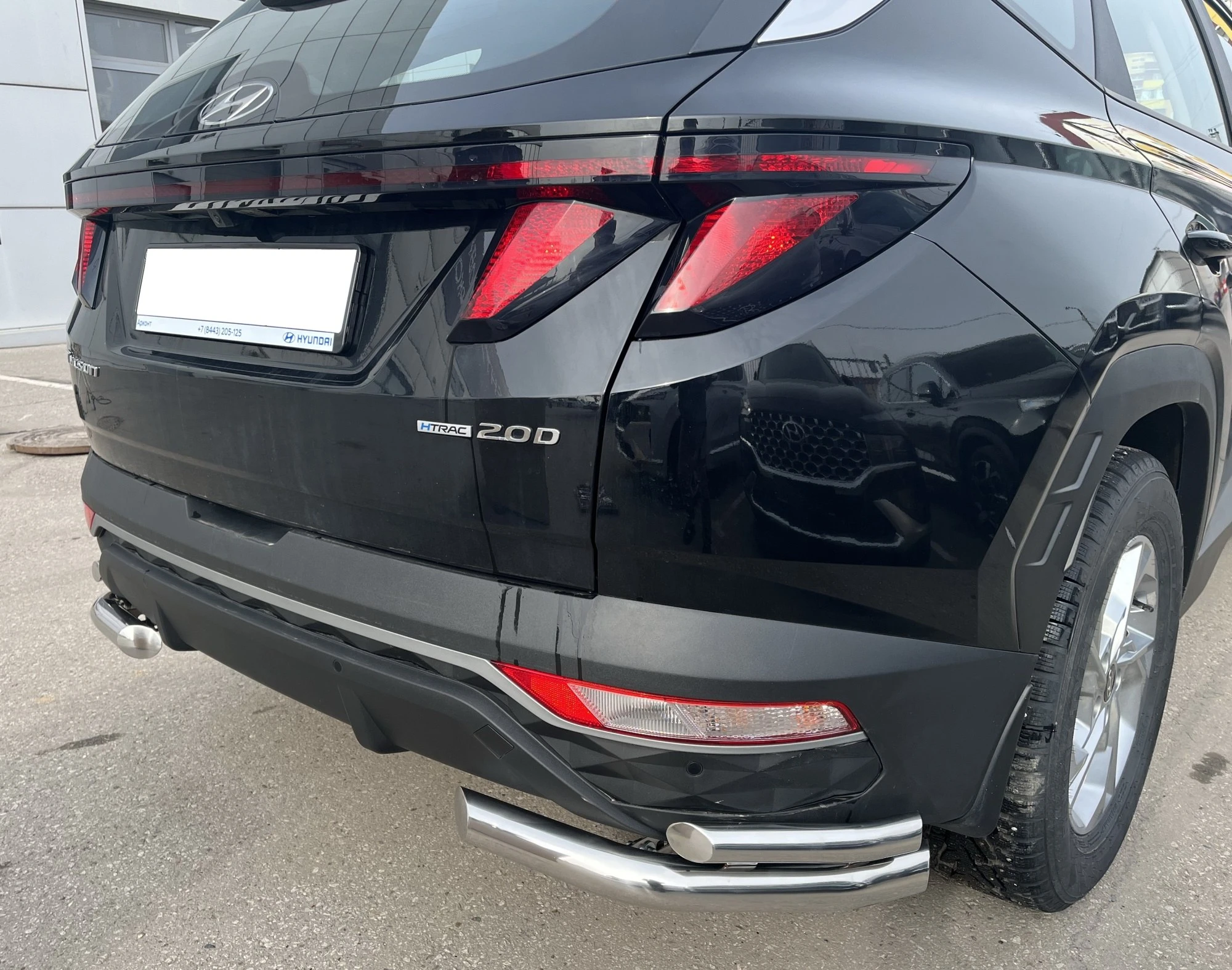 Защита заднего бампера угловая двойная d60/42 мм для Hyundai Tucson IV  Юко HTUC.21.20