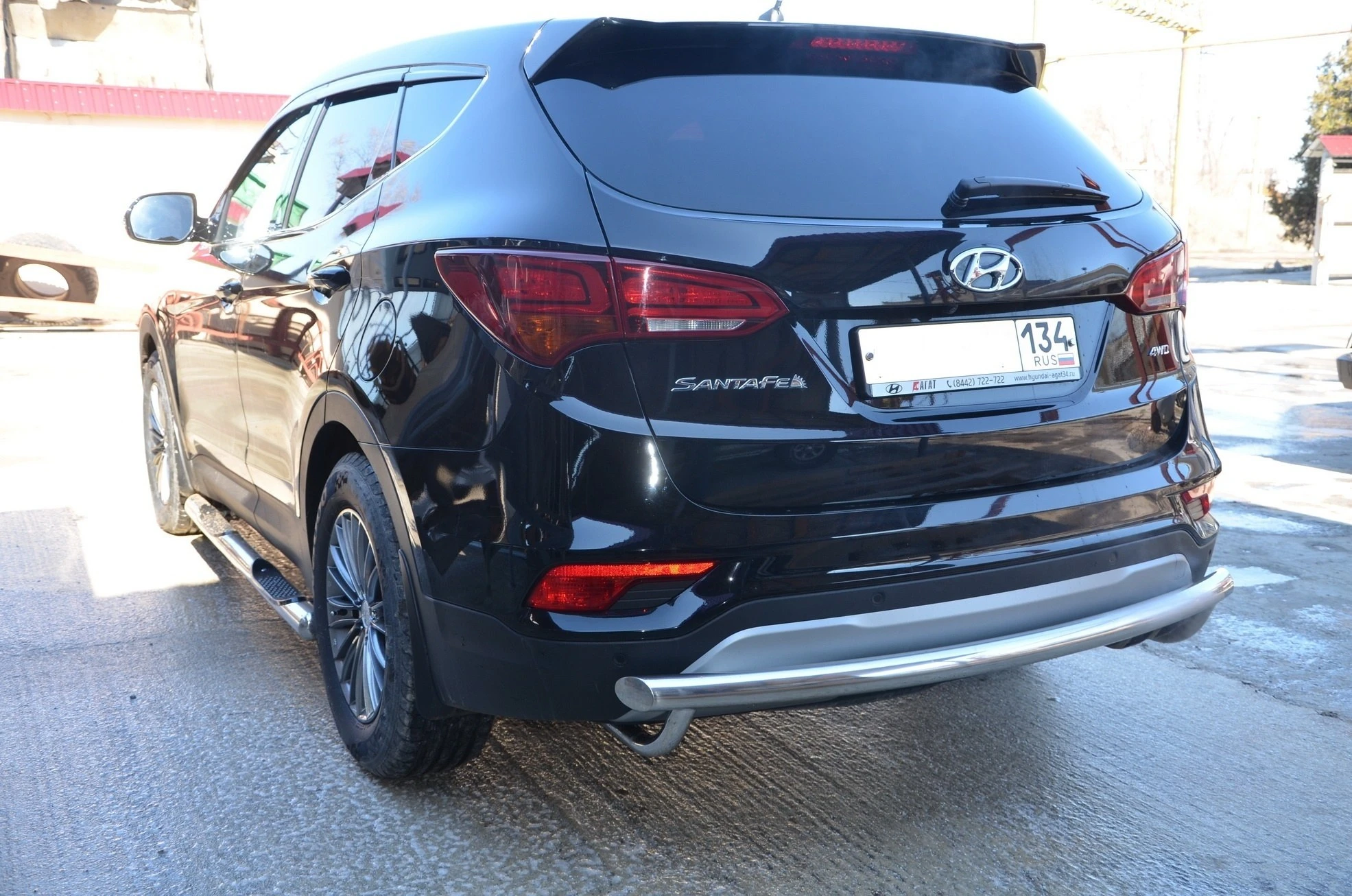 Защита заднего бампера d60 мм для Hyundai Santa Fe III Рестайлинг  Юко HYSF.16.11