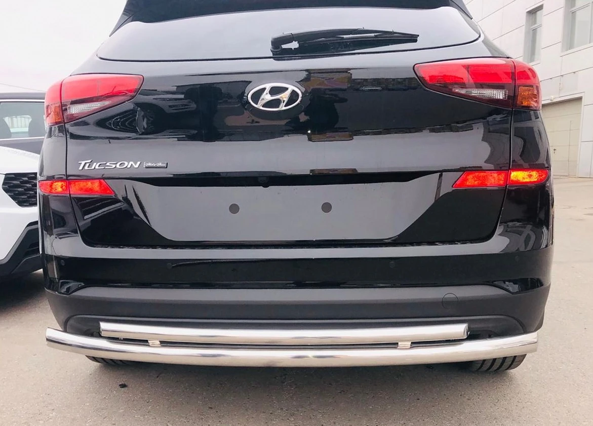Защита заднего бампера двойная d60/42 мм для Hyundai Tucson III Рестайлинг  Юко HTUC.18.11