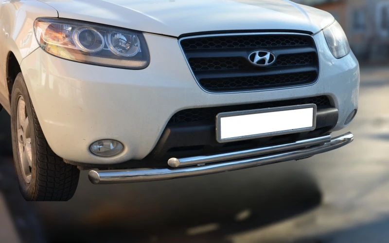 Защита переднего бампера двойная d60/42 мм для Hyundai Santa Fe II  Юко HYSF.06.03