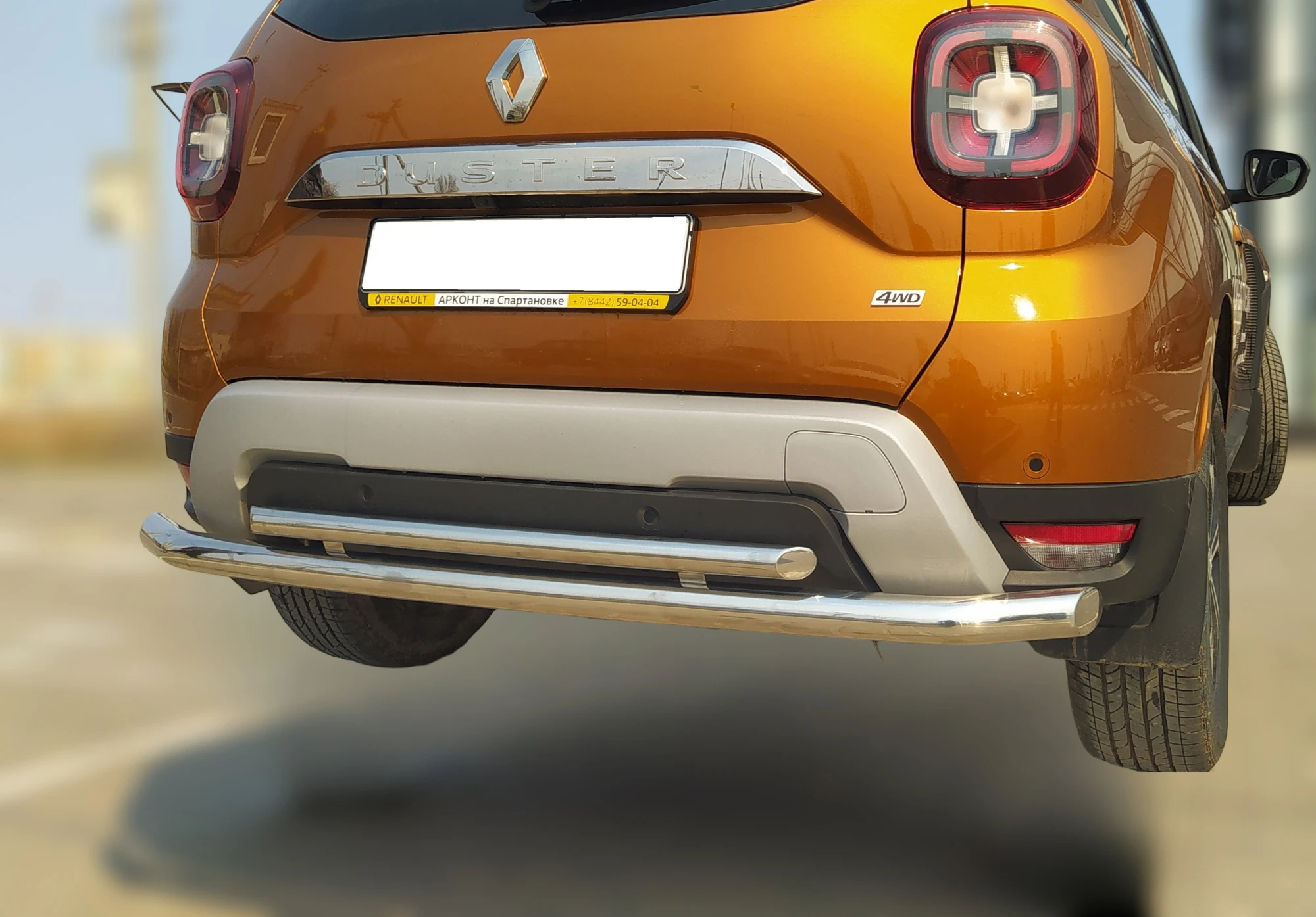 Защита заднего бампера двойная d60/42 мм для Renault Duster II  Юко RD.21.15