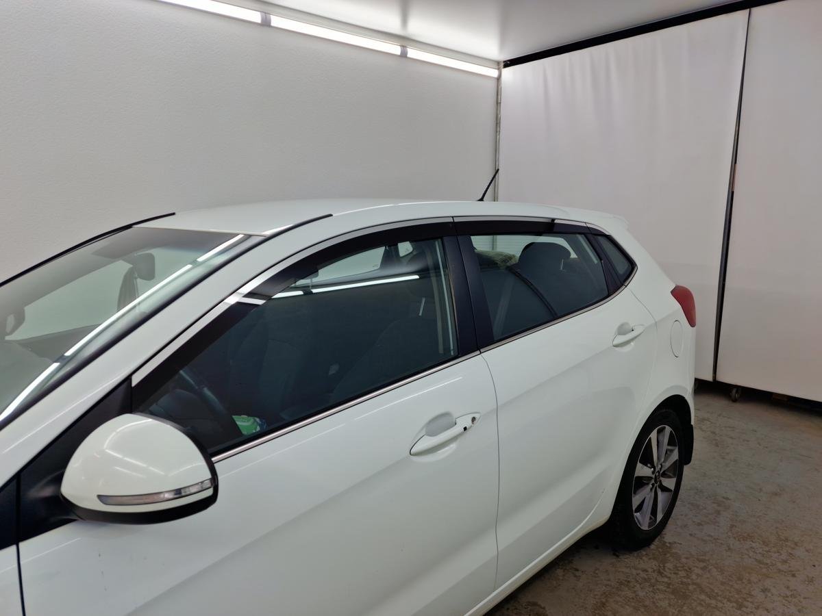 Дефлекторы окон с хром накладками 2D 6 шт (для кузова хэтчбек) для Kia Rio III