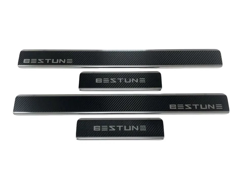 Накладки на пороги нержавеющая сталь под карбон 4шт. для FAW Bestune T77
