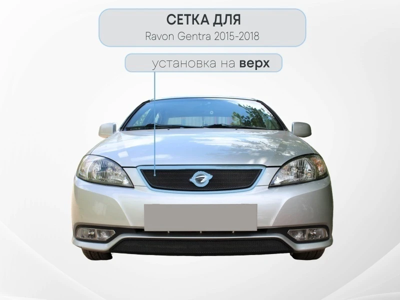 Защитная сетка радиатора верх для Ravon Gentra Черный Стрелка 11 RGEN15.top.black