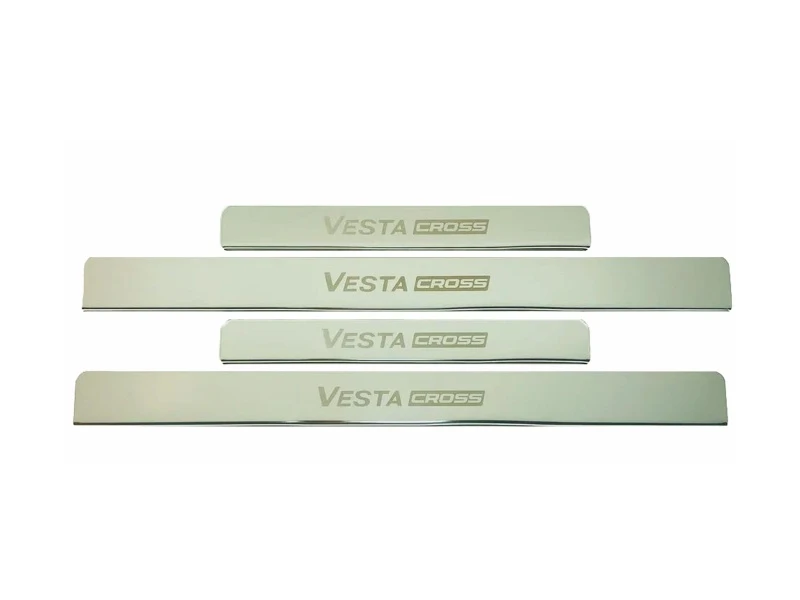 Накладки на пороги из нержавеющей стали 4шт. для LADA (ВАЗ) Vesta I Рестайлинг  INOX INOX.LADA.VESCROSS.2017.ST