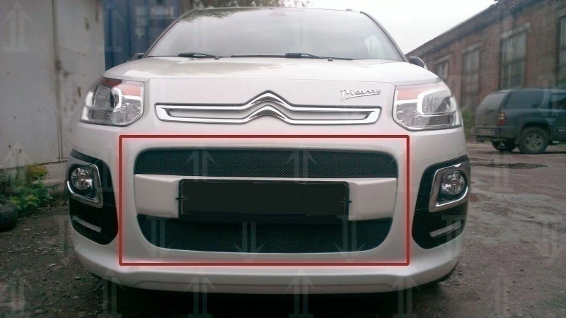 Защитная сетка радиатора комплект 2 части для Citroen C3 Picasso I Рестайлинг Черный Стрелка 11 CC3.black