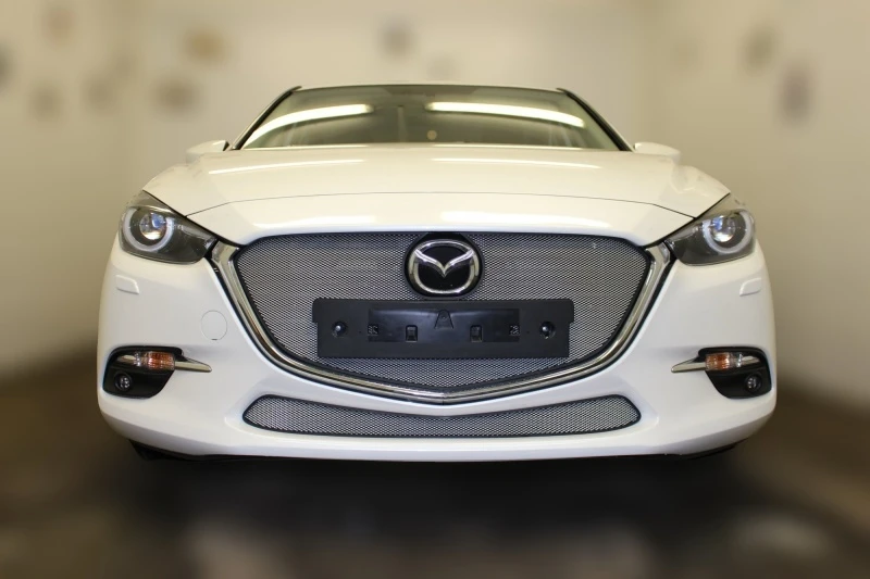 Комплект сеток chrome верх и низ для Mazda 3 III (BM) Рестайлинг Хром Стрелка 11 MAZ16.top.chrome-MAZ16.bot.chrome