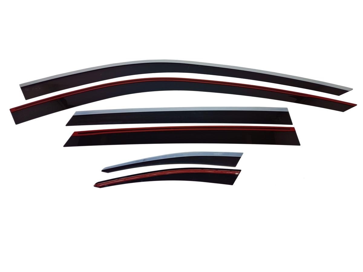 Дефлекторы окон с хром накладками 2D 6 шт для Mazda CX-5 II