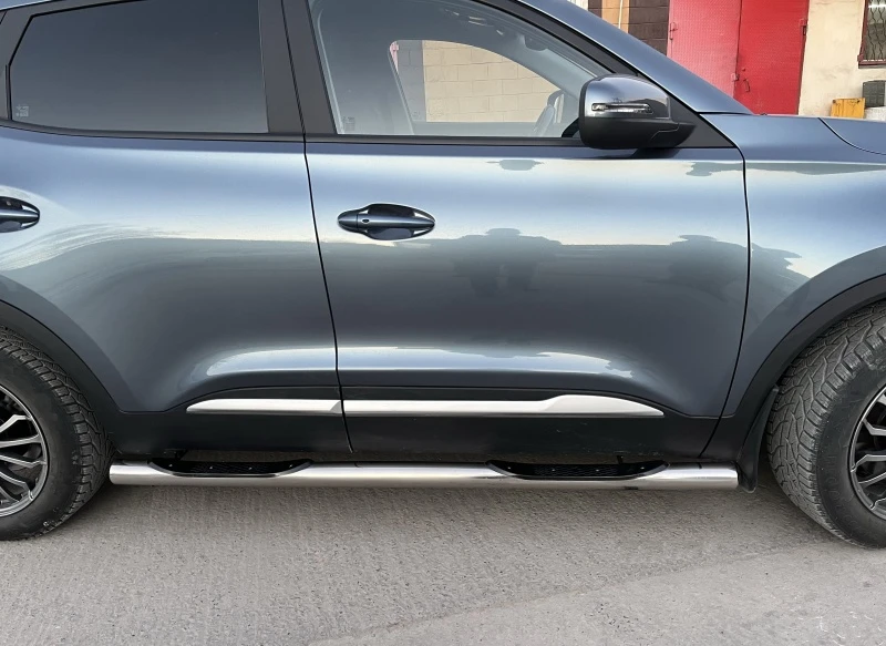Пороги труба с проступью d76 мм для Chery Tiggo 4 I Рестайлинг  Юко CHTG-R.19.93