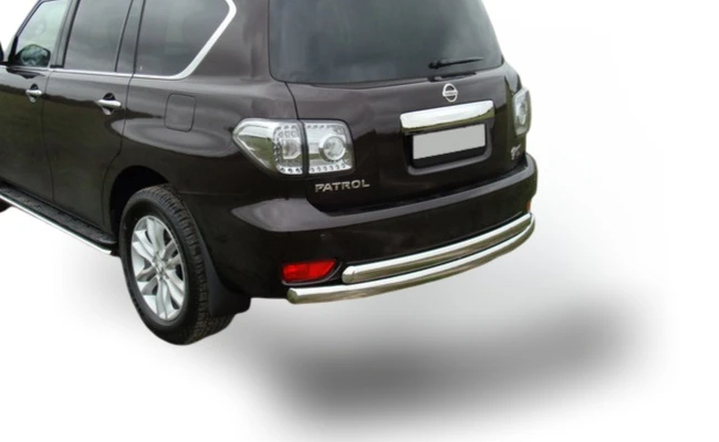 Защита заднего бампера двойная d60/42 мм для Nissan Patrol VI (Y62)  Юко NPL.10.16