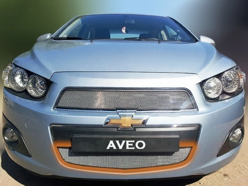 Защитная сетка радиатора низ для Chevrolet Aveo II Хром Стрелка 11 CHAV.bot.chrome