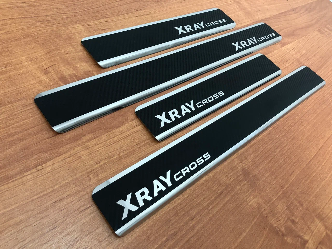 Накладки на пороги нержавеющая сталь под карбон 4шт. для LADA (ВАЗ) XRAY I