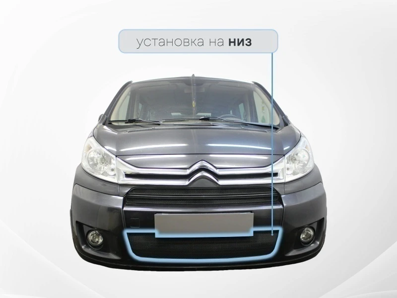 Защитная сетка радиатора низ для Citroen Jumpy II Рестайлинг Черный Стрелка 11 CJUM12.bot.black