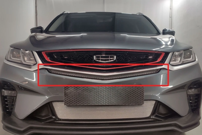 Защитная сетка радиатора центр для Geely Coolray I Хром Стрелка 11 GCOOL19.mid.chrome