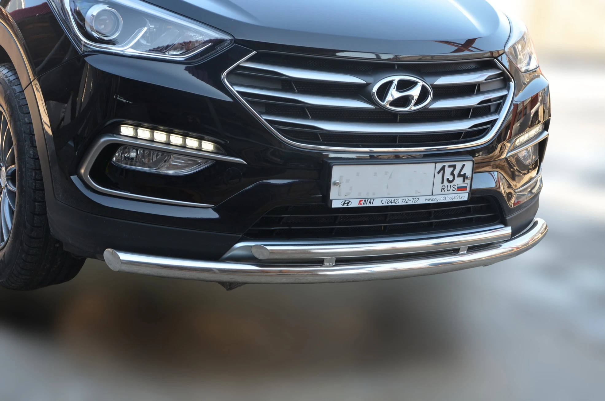 Защита переднего бампера двойная d60/42 мм для Hyundai Santa Fe III Рестайлинг  Юко HYSF.16.03