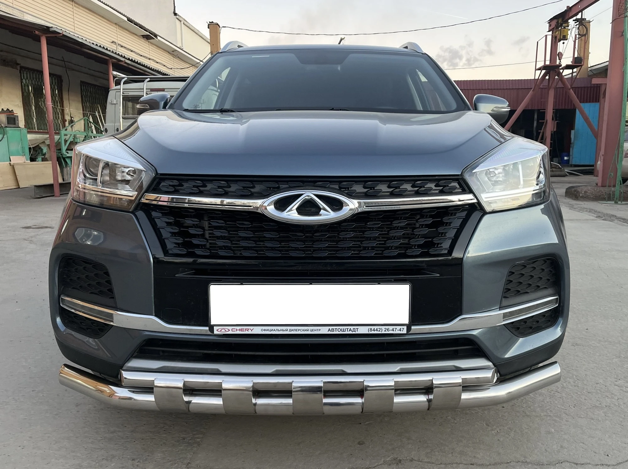 Защита переднего бампера двойная с перемычками d60/42 мм для Chery Tiggo 4 I Рестайлинг  Юко CHTG-R.19.75