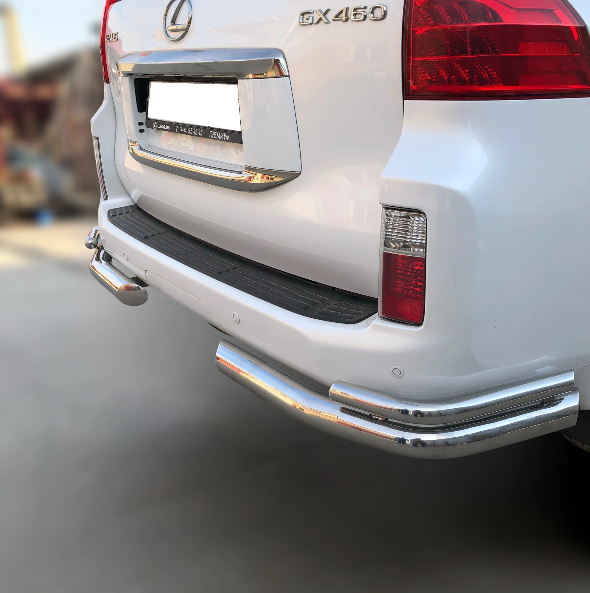 Защита заднего бампера угловая двойная d76/42 мм для Lexus GX II  Юко LGX.09.20