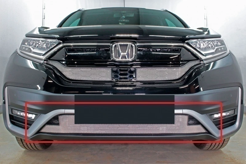 Защитная сетка радиатора низ, с парктроником для Honda CR-V V Рестайлинг Хром Стрелка 11 HCRV19.park.chrome