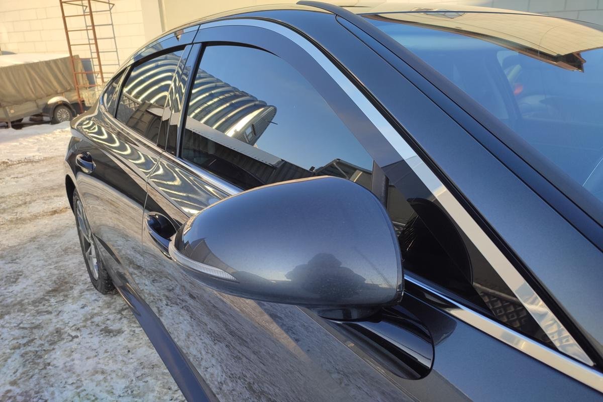 Дефлекторы окон с хром накладками 2D 6 шт для Hyundai Sonata VIII (DN8)