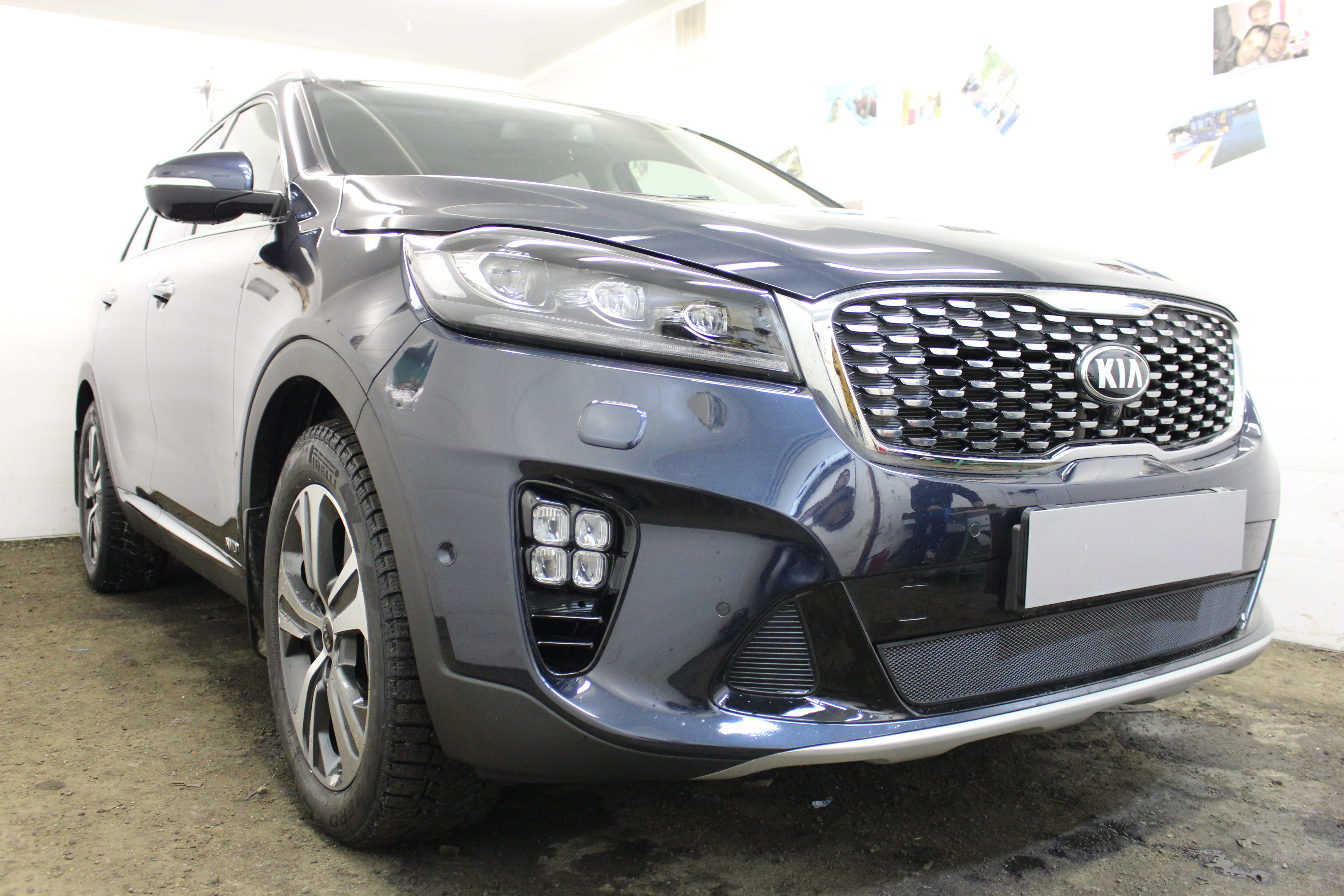 Защитная сетка радиатора, с датчиком АСС для Kia Sorento III Prime Рестайлинг