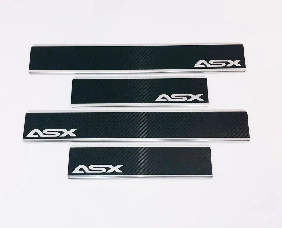Накладки на пороги нержавеющая сталь под карбон 4шт. для Mitsubishi ASX I Рестайлинг 3