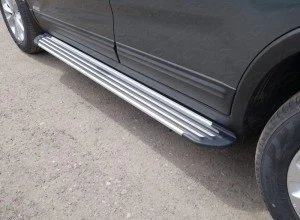 Пороги алюминиевые "Slim Line Silver" 1720 мм для Kia Sorento II Рестайлинг Серебрянный ТСС KIASOR12-20S