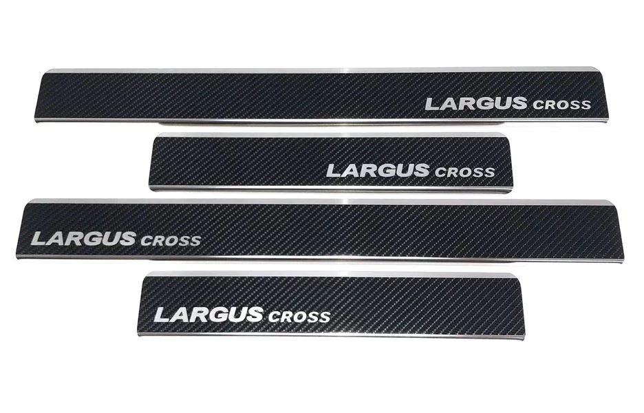 Накладки на пороги нержавеющая сталь под карбон 4шт. для LADA (ВАЗ) Largus I