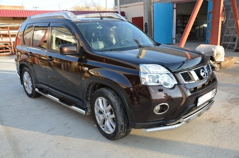 Пороги труба с проступью d76 мм для Nissan X-Trail II Рестайлинг  Юко NXT.10.93