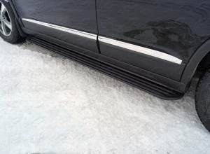 Пороги алюминиевые "Slim Line Black" 1720 мм для Haval H6 Черный ТСС HAVH615-20B