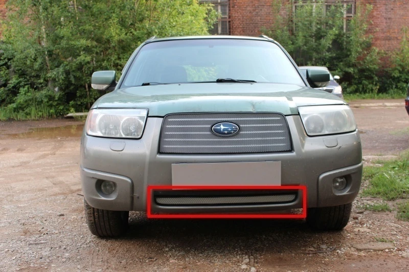 Защитная сетка радиатора низ для Subaru Forester II Рестайлинг Хром Стрелка 11 SUBFOR05.bot.chrome