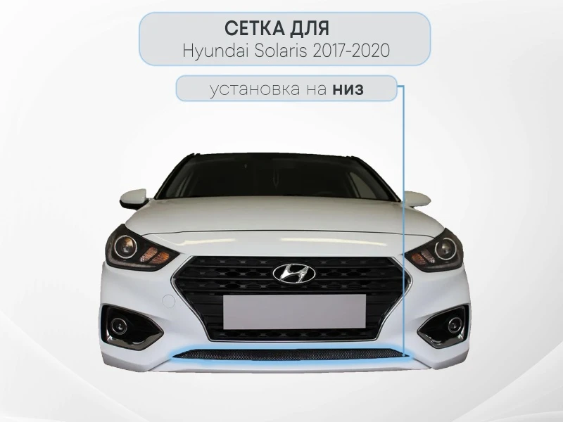 Защитная сетка радиатора для Hyundai Solaris II Черный Стрелка 11 HSOL17.black