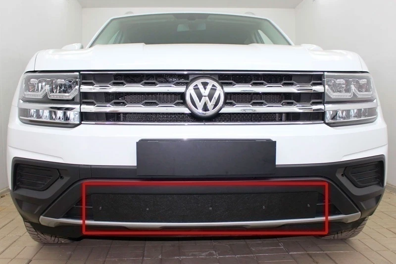 Зимняя заглушка радиатора на стяжке низ для Volkswagen Teramont I Черный Стрелка 11 ZZ.WVTER17.bot